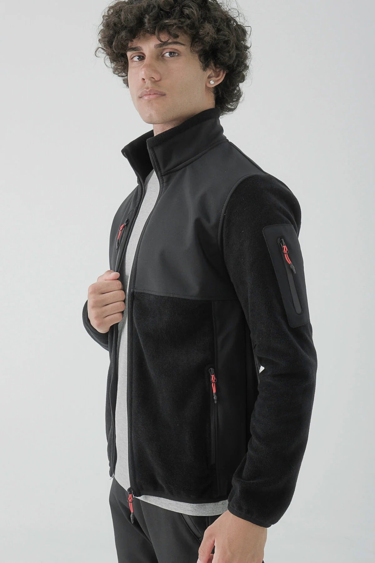 Erkek Softshell Garnili Polar Renk: SİYAH