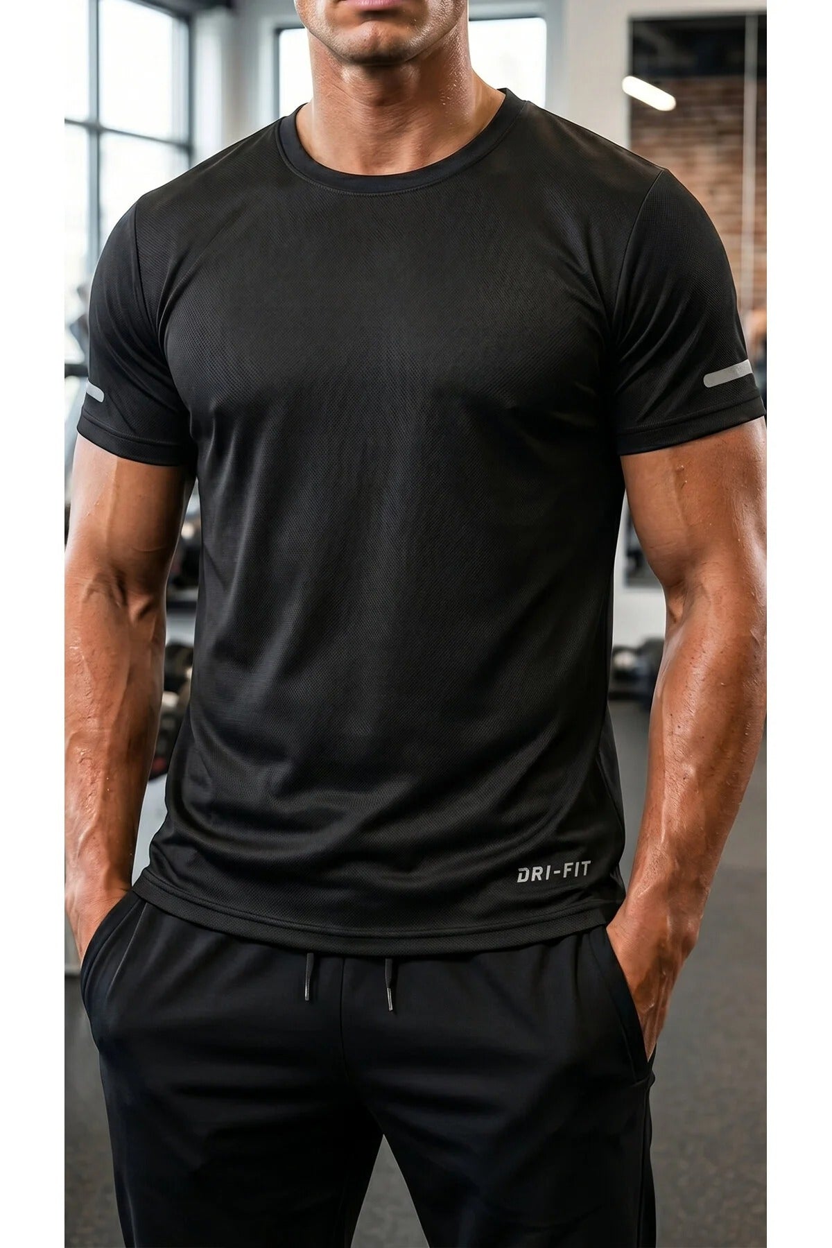 Erkek Nem Emici Hızlı Kuruma Atletik Teknik Performans Spor T-shirt