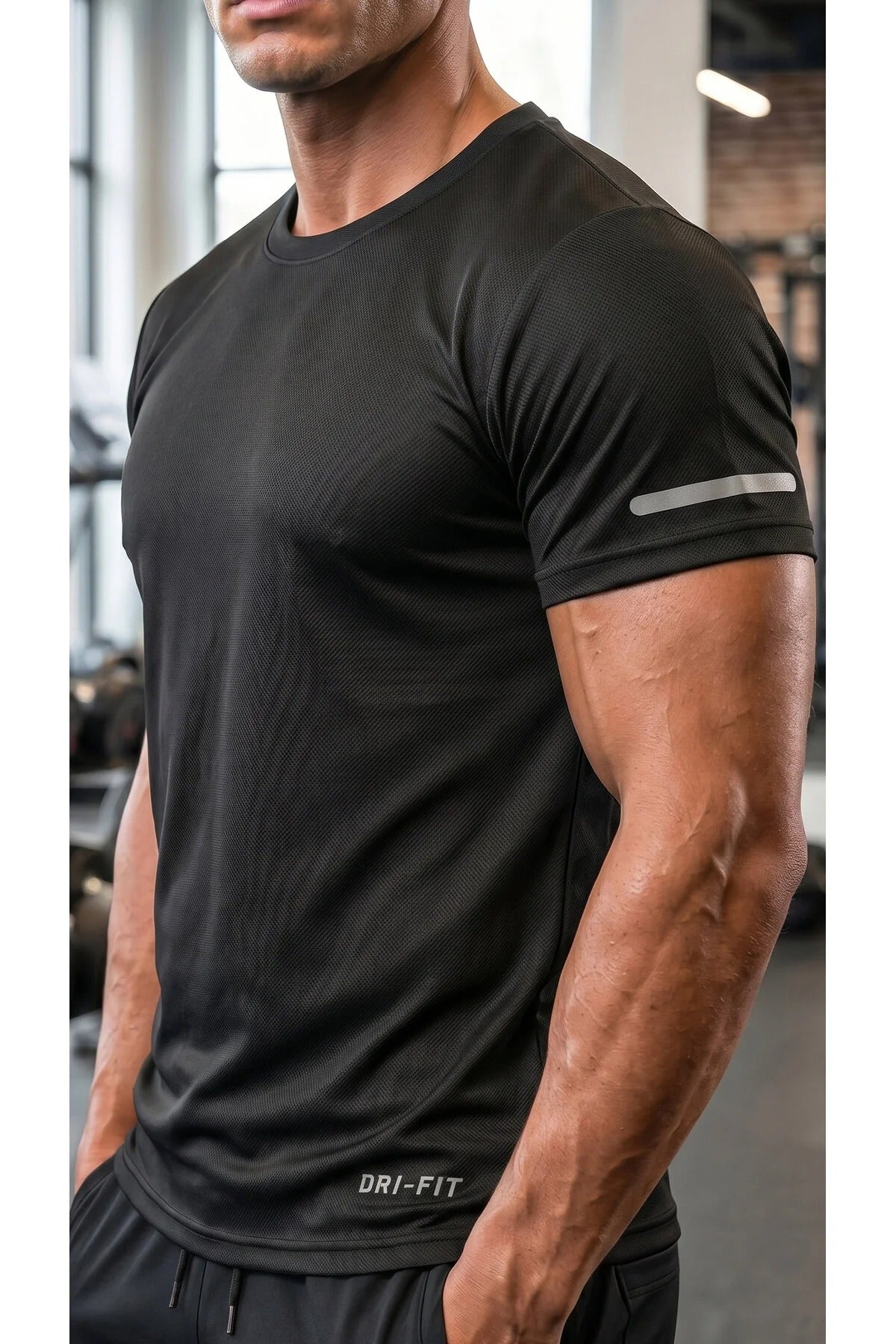 Erkek Nem Emici Hızlı Kuruma Atletik Teknik Performans Spor T-shirt