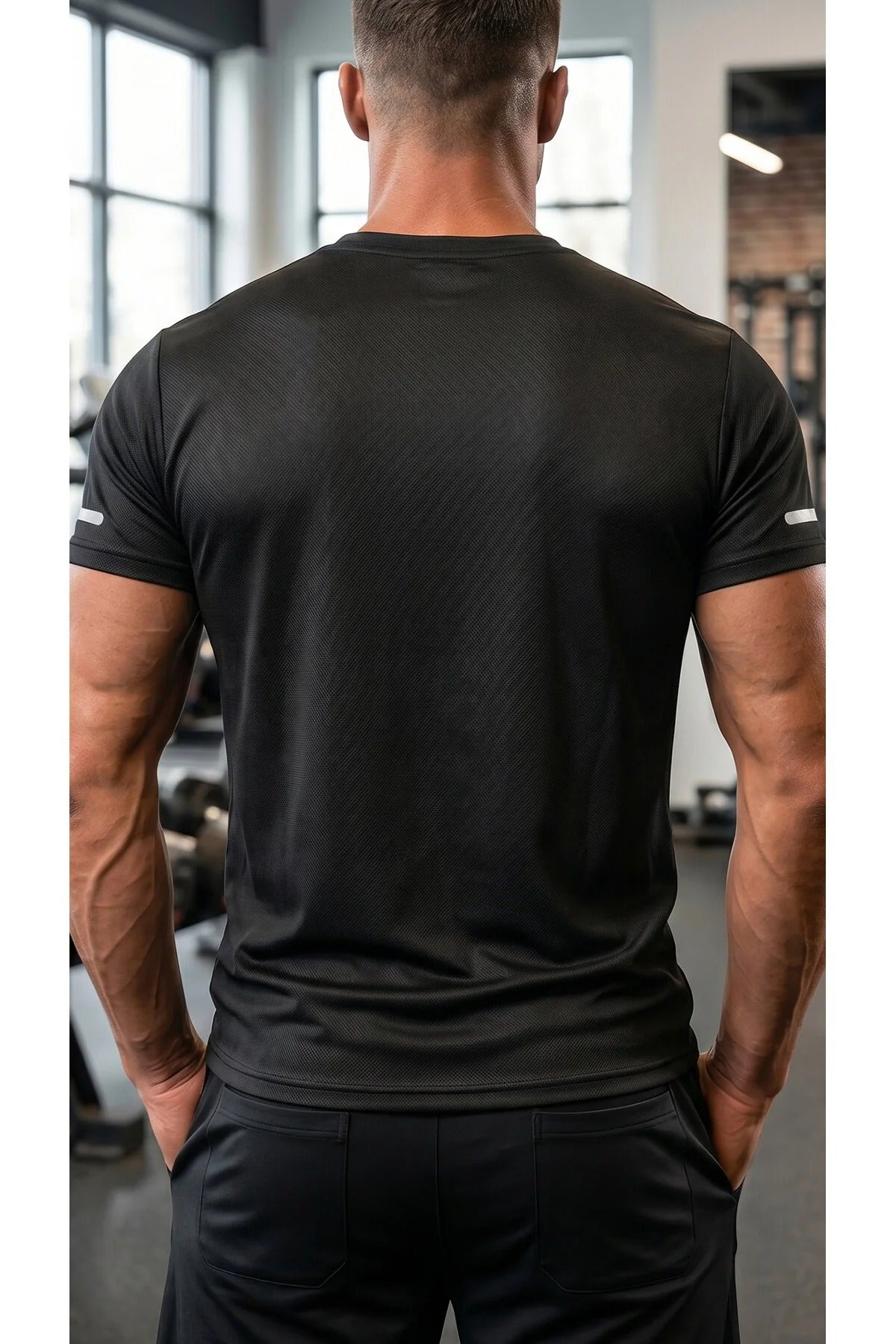 Erkek Nem Emici Hızlı Kuruma Atletik Teknik Performans Spor T-shirt
