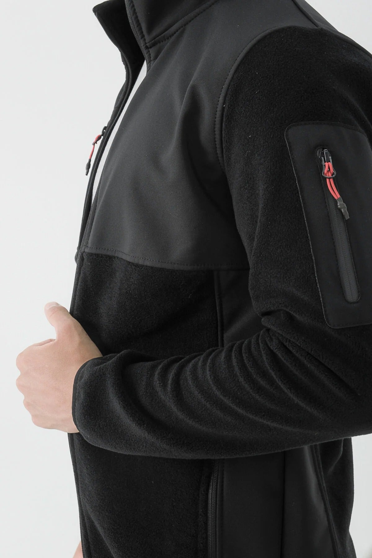 Erkek Softshell Garnili Polar Renk: SİYAH