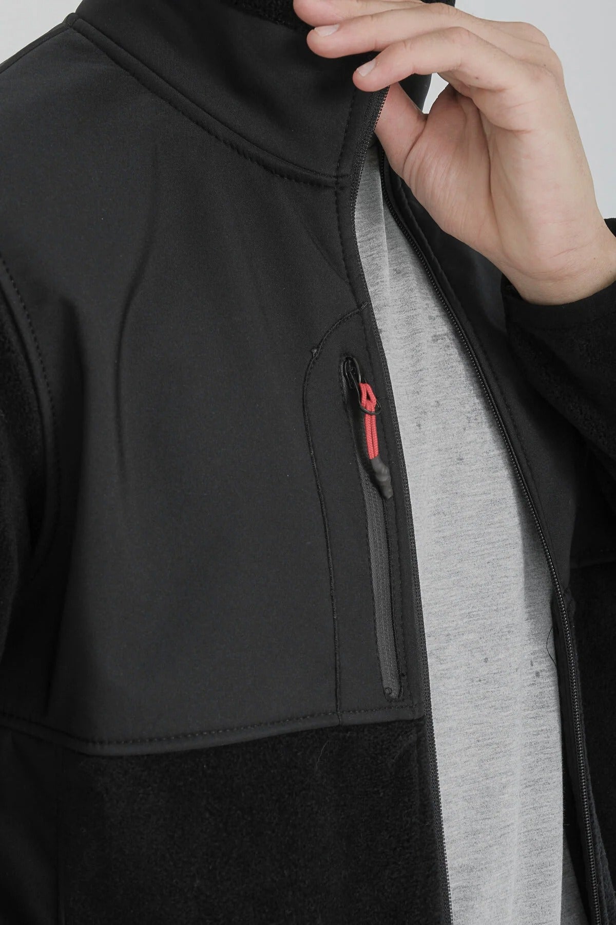 Erkek Softshell Garnili Polar Renk: SİYAH