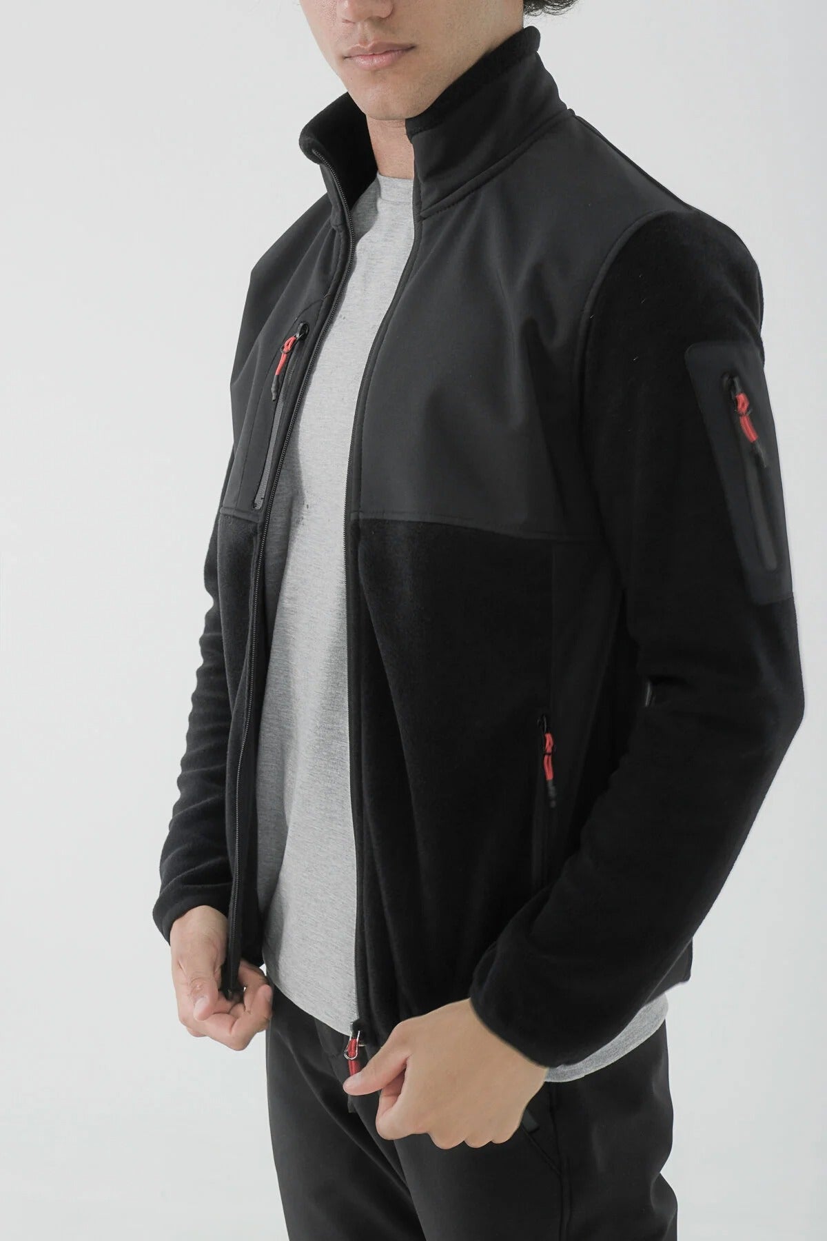 Erkek Softshell Garnili Polar Renk: SİYAH